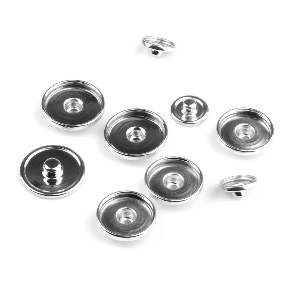Metal Snap Button Findings 50PCS/bag 12MM 18MM 20MM For Make DIY Print Glass Snaps Cabochons Settings Bezels Jewelry