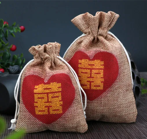 wholesale different style for choose Natural Hessian Burlap Bags Wedding Party Birthday Party Candy Gifts Bags 130pc/lot