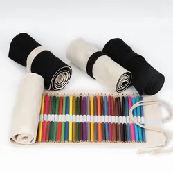 Trousse à crayons en toile pour l'école, grand sac à crayons noir mignon pour filles et garçons, poudres d'acquisition de livres, 12 trous, 18 trous, 24 trous, 36 trous, 48/72 trous