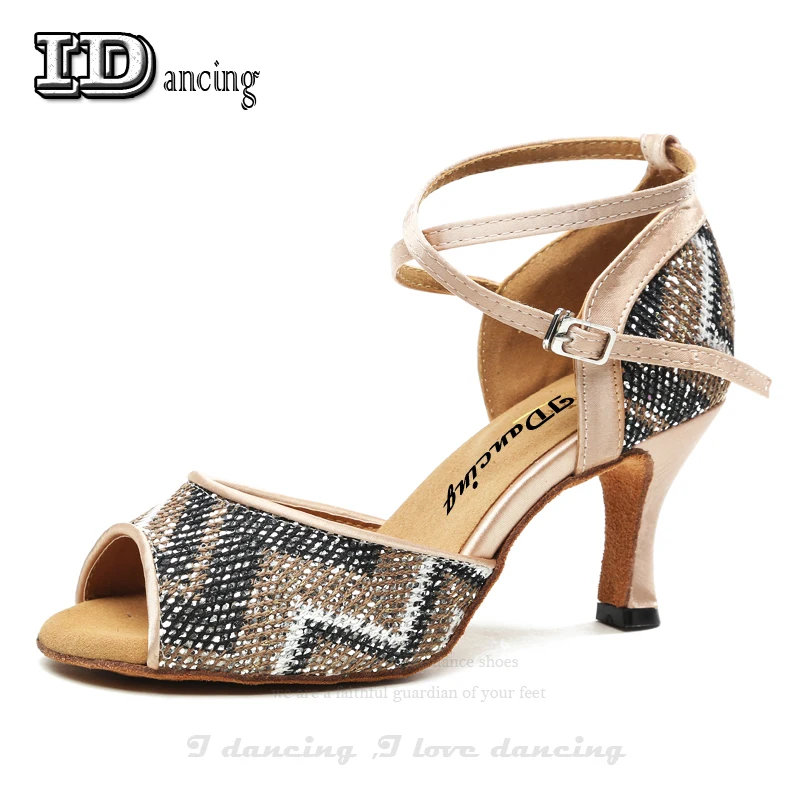 Glitter Zebra Shoes Modern Fashion Latin Shoes Woman Dance Shoes Lain Dance Shoes Zapatilla Mujer JuseDanc