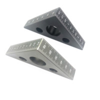 45 Degree Aluminum Alloy Angle Ruler Inch Metric Triangle Ruler Carpenter's Workshop Woodworking Square Multifunction Tool