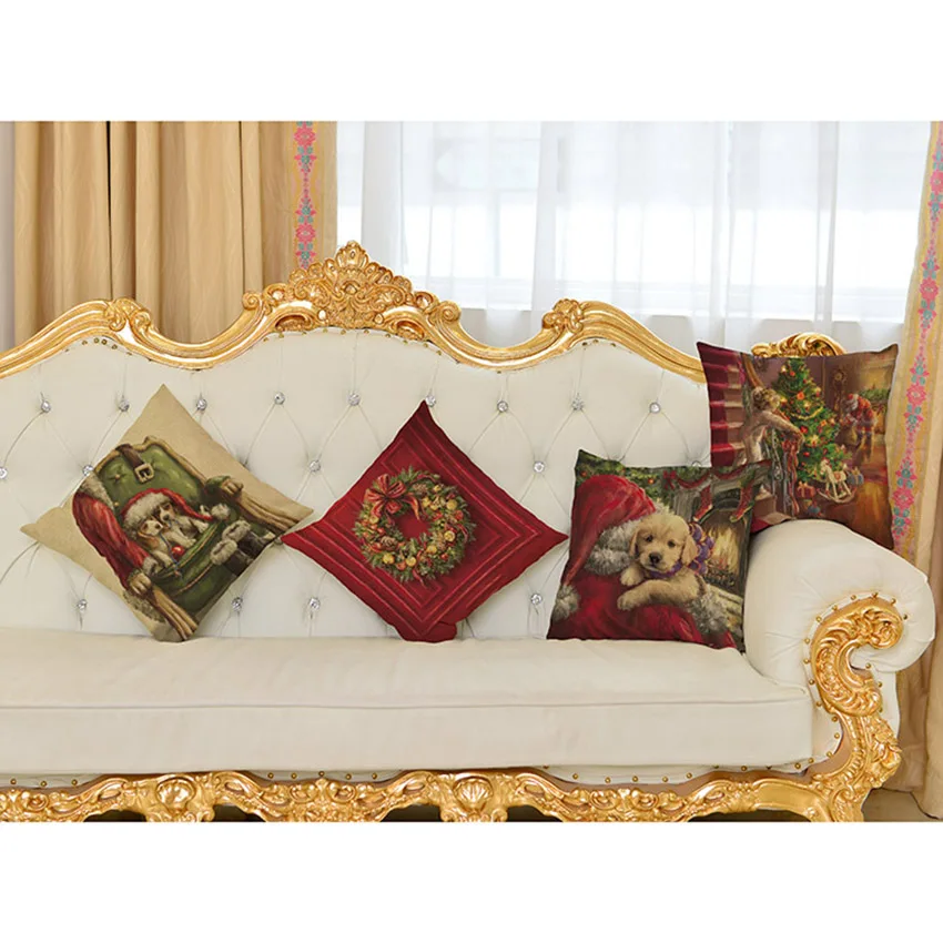 Christmas Decorative Pillows Dog Cosplay Santa Claus 3D Print Celebrition Xmas Gift Sofa Throw Pillows Car Back Cushions 45x45cm