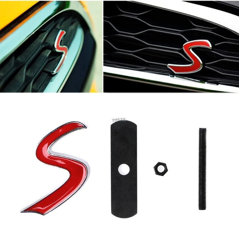 3D Metal S Front Grille Emblem Sticker for Mini Cooper R50 R52 R53 R56 R57 R58 R60 JCW Grill Badge Decals Exterior Accessories