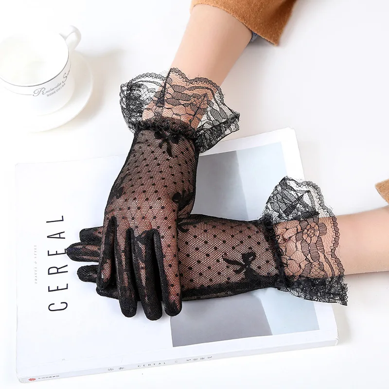 Female Sexy Lace Summer Sunscreen Gloves Ladies Ceremony Women\'s Gloves Breathable Short Lace Full Finger Gloves B67