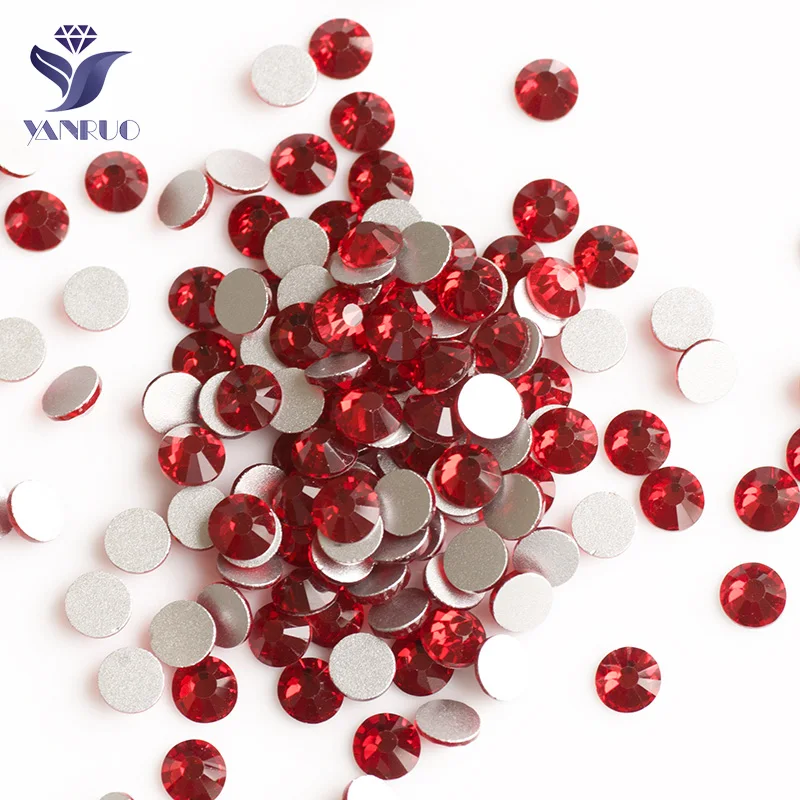 YANRUO 2058NoHF Siam Non HotFix Strass Crystal FlatBack Red Stones Apparel Sewing Fabric Rhinestone Stones For Clothes