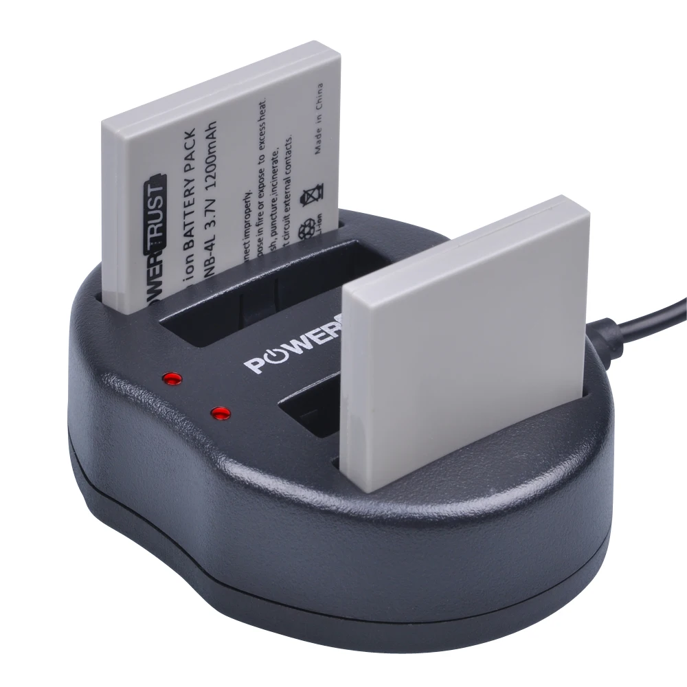 Bateria + carregador dual usb para canon, 2 peças 1200mah NB-4L 4l nb4l ixus 60 65 80 75 100 i20 110 115 120 130 is 117 220 hs