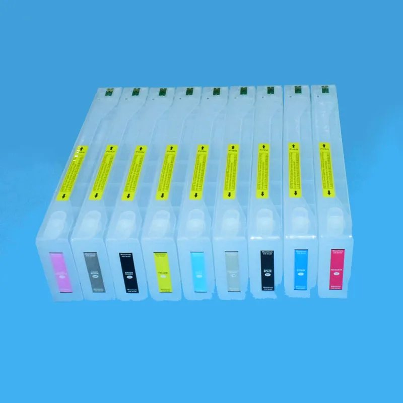 

700ML 9 Colors T6361-T6369 Empty Refillable Ink Cartridges With Resettable Chips For Epson 7890 9890 Printers