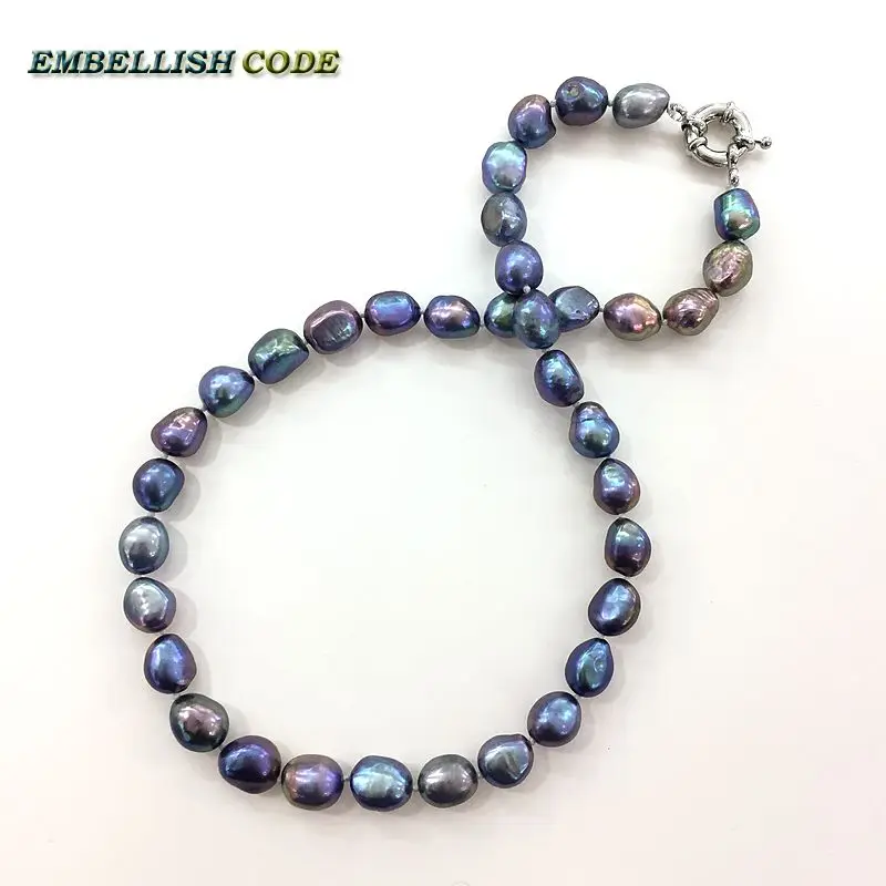 selling well good quality pearls baroque Irregular real natural freshwater pearl necklace Peacock green Colourful for girl women