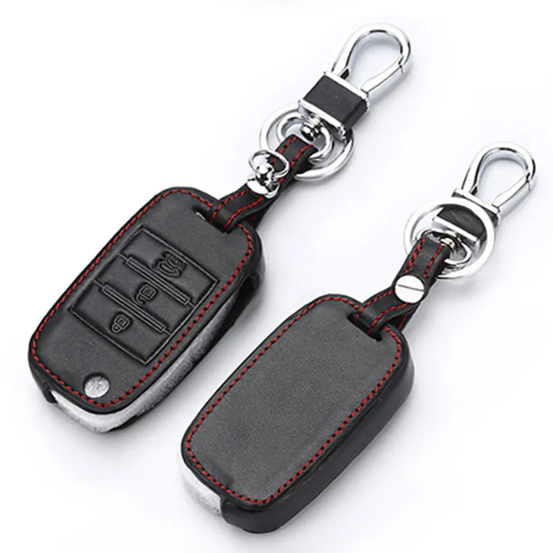 Genuine Leather Remote Flip Key Case Fob Cover For Kia Rio Sportage Soul Ceed For Hyundai I30 Verna Veloster I35  WINTER SALE