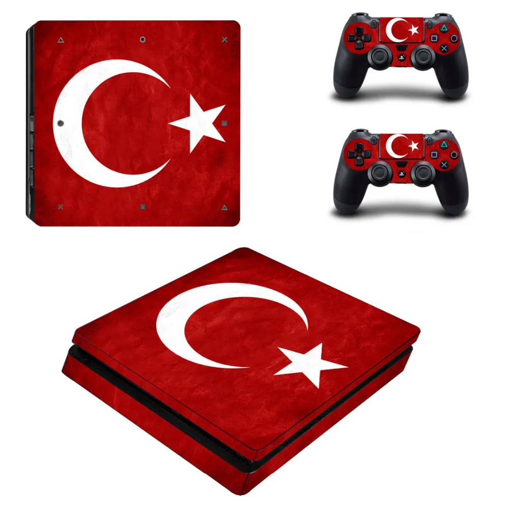 علم تركيا رجب طيب اردوغان PS4 سليم الجلد ملصق لسوني بلاي ستيشن 4 وحدة التحكم و 2 تحكم PS4 سليم ملصق مائي
