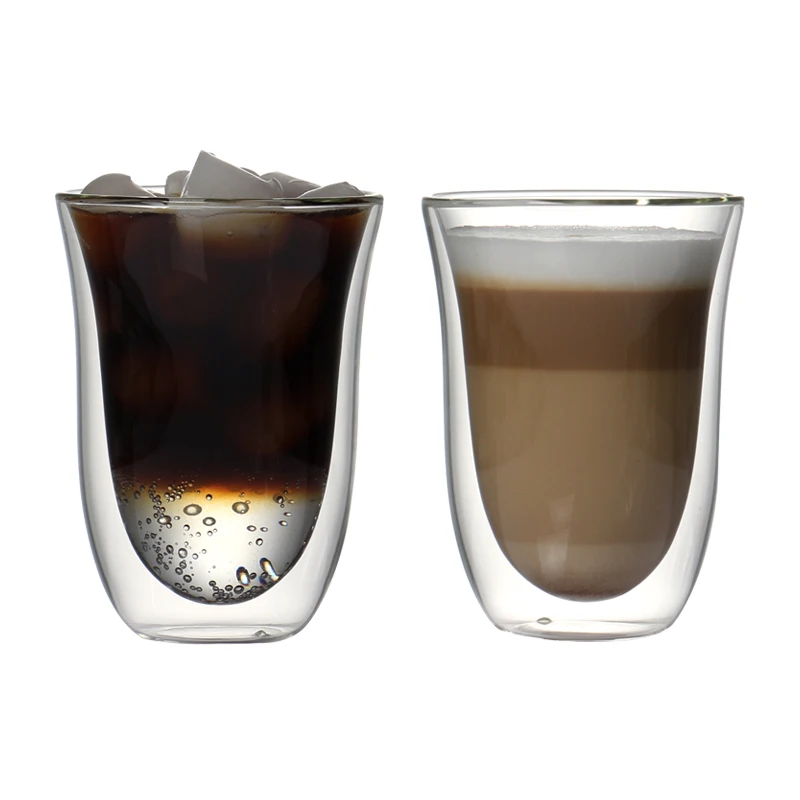 Set of 2 270ml High Quality Borosilicate Double Wall Coffee Cups  for Coffee,Juice,Drink, Latte,Espresso Mug