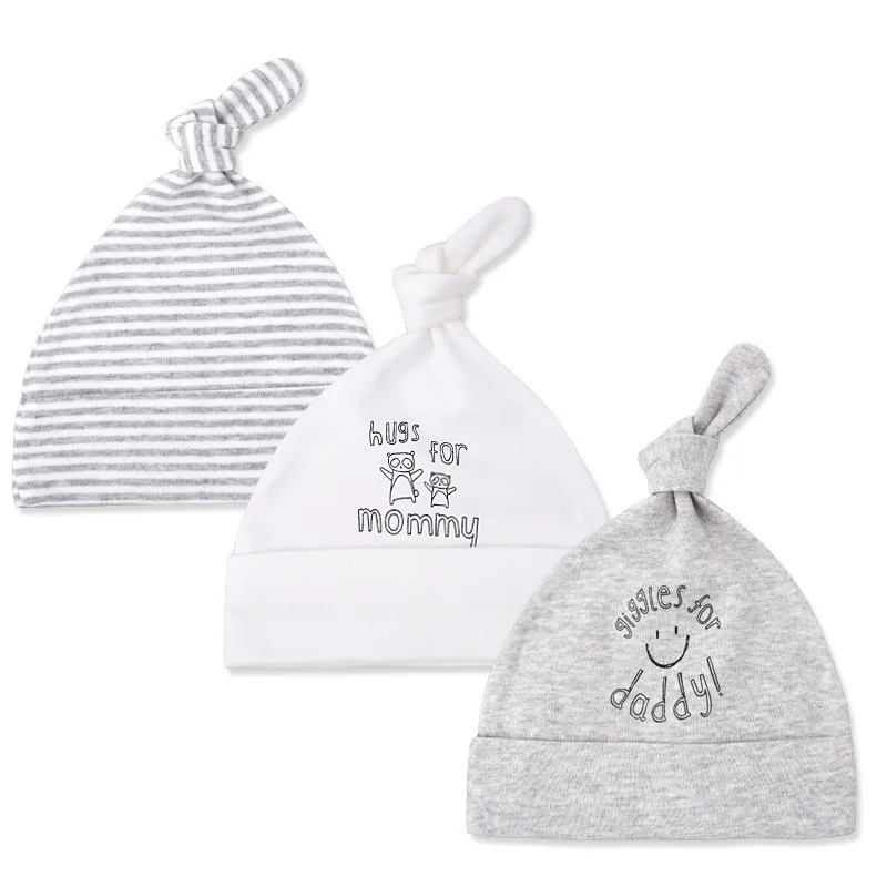 3pcs Per Lot Baby Hats 100% Cotton Printed Baby Hats & Caps For 0-6 Months Newborn Baby Accessories Dropshipping KF268