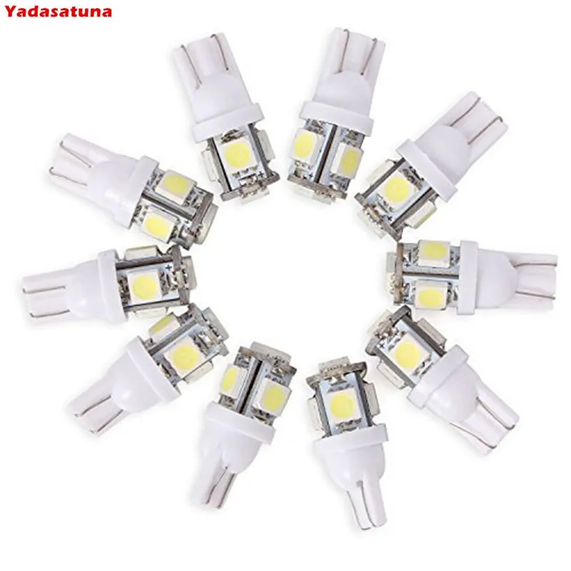 10 X Bombilla T10 5 LED 5050 SMD 12V Luz Coche trasera Lampara ,Blanco