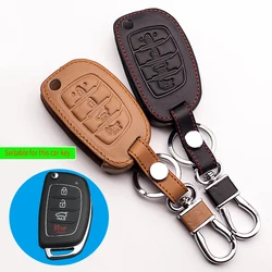 High Quality Genuine Leather Car Remote Control Car Key Chain Case Cover For Hyundai MISTRA 4 Buttons protect shell starline a91