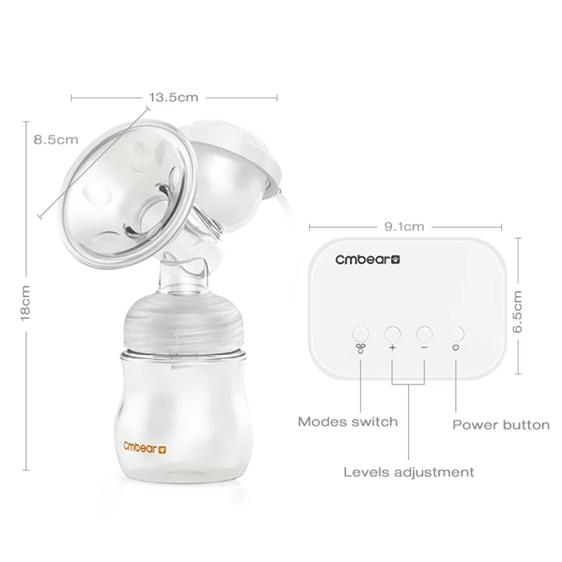 Cmbear fashion Style Smart Electric Breast Pump Powerful Nipple Suction infantil USB breast pump with baby milk bottle