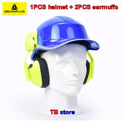 DELTA PLUS Hard hat + earmuffs 102018 ABS insulation helmet 103008 ear-hook earmuffs Noise prevention 33db Integrated protection