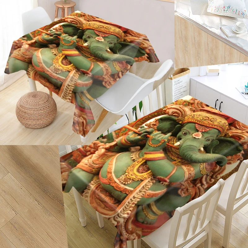 New Temple Tablecloth Art Simplicity Pattern Oxford Fabric Dustproof Dinner Table Cloth Party Decoration Table Cover