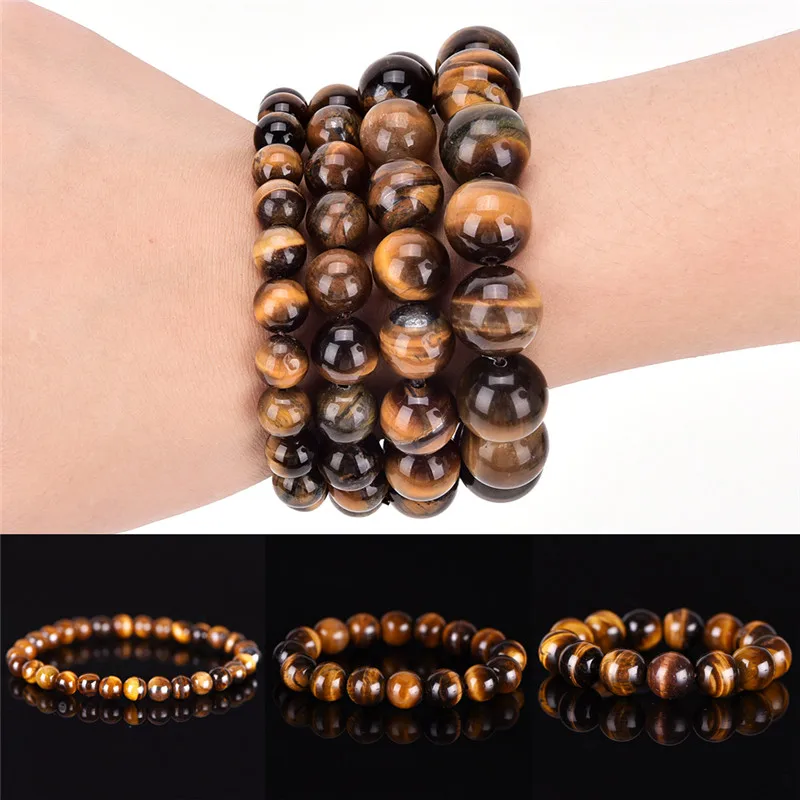 Tiger Eyes bracelet pulseras mujer Men Women 6mm 8mm 10mm 12mm 14mm 16mm 2017 Natural Stone bead Buddha Bracelets