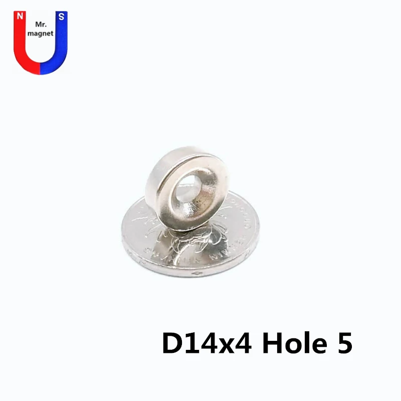 100pcs 14x4 hole 5mm magnet With countersunk hole 5 rare earth NdFeB 14*4 strong magnet magnetic material 14x4 neodymium magnets