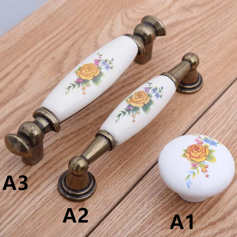 96mm vintage rustico rural ceramic dresser door handles bronze drawer cabinet knobs pulls 3.75