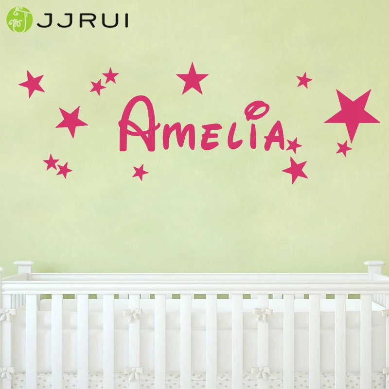 

JJRUI Personalised Star Any Name Vinyl Wall Art Sticker Kids Bedroom Decal