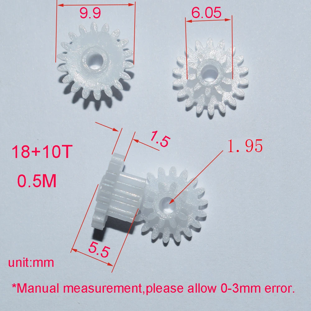 

10/100pcs 18+10T 2.1 hole plastic gear dron rc car plane robot kids toys for boys diy baby accessories montessori nero GP18102A