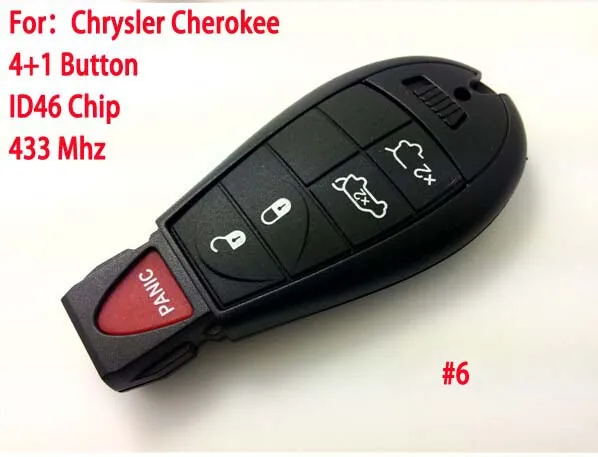 

4+1 Buttons Smart Remote Key For Chrysler Cherokee With ID46 Chip 433Mhz Car Alarm Keyless Entry Fob