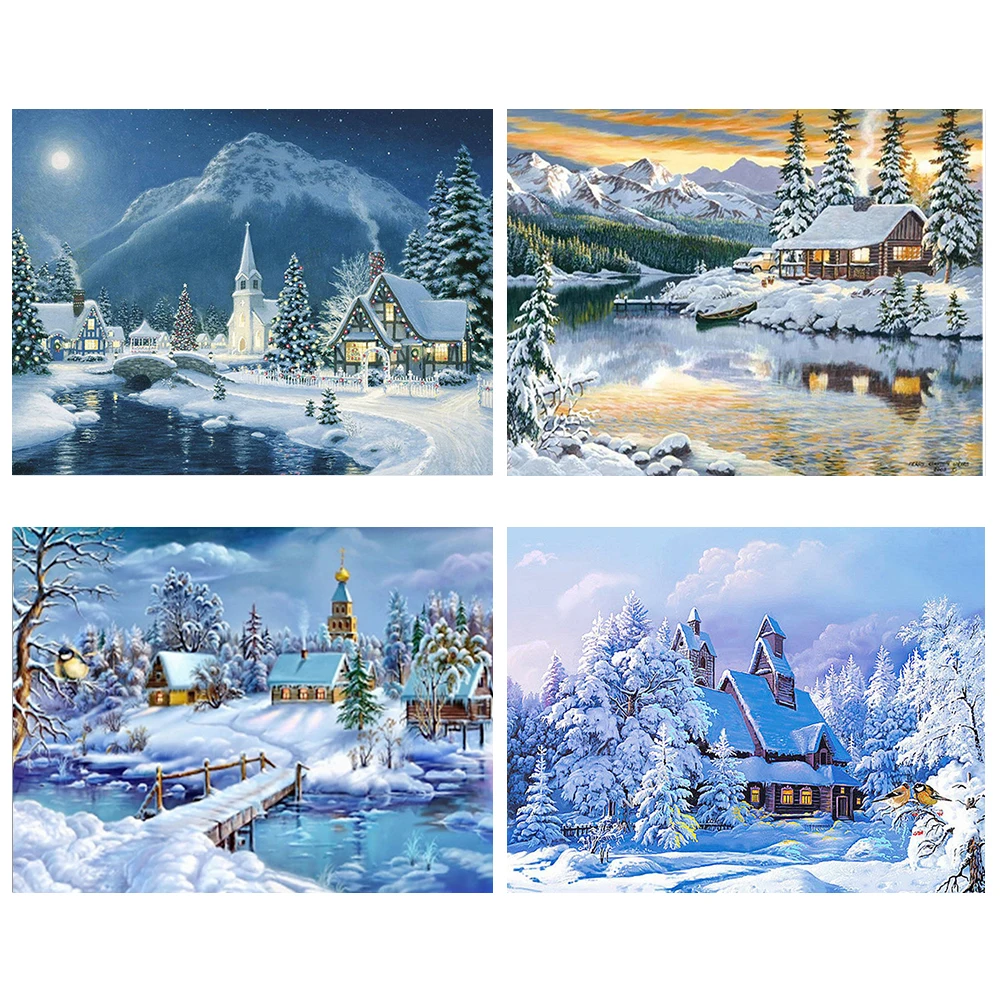 Diamond Painting Winter Landscape DIY Diamond Mosaic Snow,Handmade,Cross Stitch Kits,Diamond Embroidery,Patterns,Rhinestones