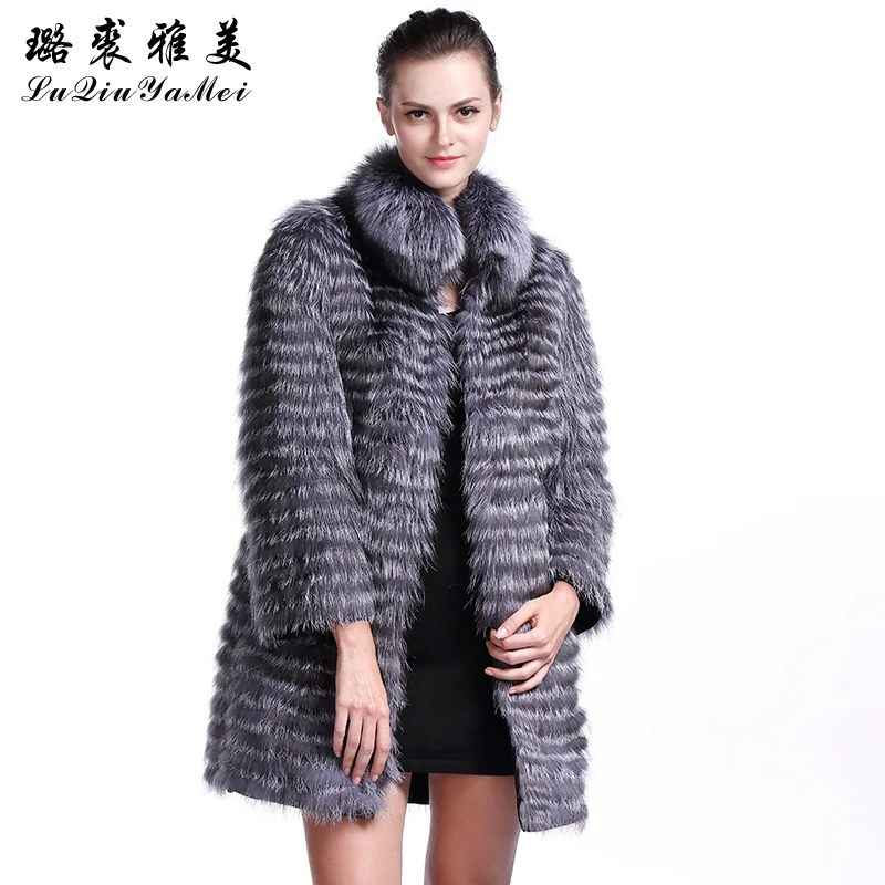 Russian Women\'s Fur Coats Natural Silver Fox Fur Newest 2021 Jackets Lined Warm Luxury Brand Real Fur Coat Vests Female