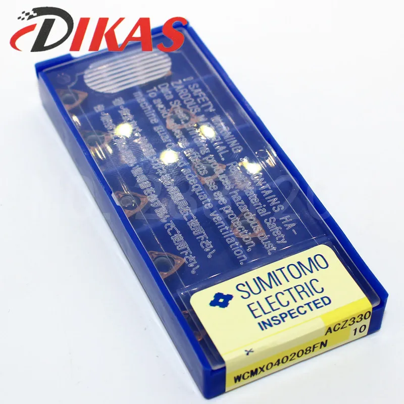 DIKAS-escariador de carburo, hoja de corte, inserto de taladro en U, 10 piezas WCMX030208 WCMX040208 WCMT050308 WCMT06T308 FN ACZ330