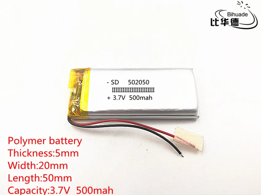 1pcs/lot 3.7V 500mAh 502050 Lithium Polymer Li-Po li ion Rechargeable Battery cells For Mp3 MP4 MP5 toy mobile bluetooth