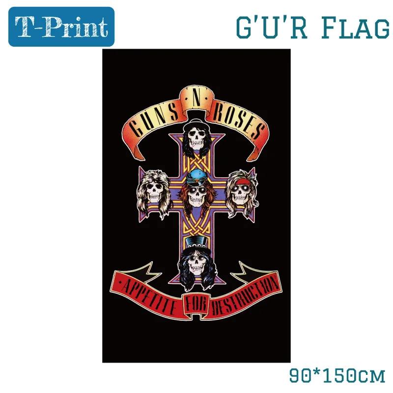 Old School Guns And Roses Band Dark Souls Hanging Flags Posters For Bar Home Bedroom Wall Decor 150*90cm  3*5ft