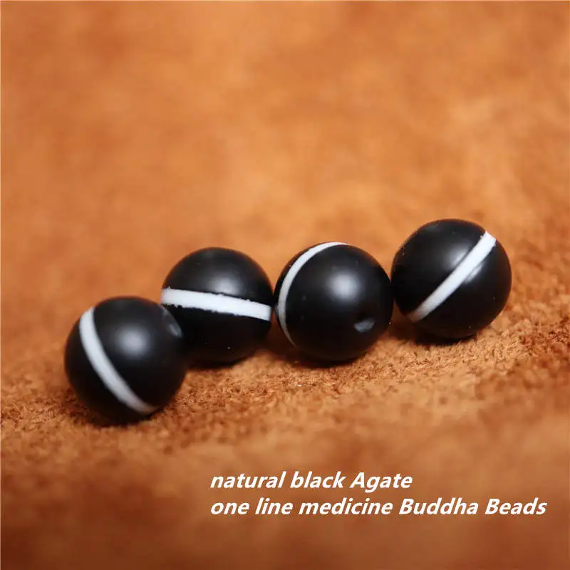 Tibetan One Line Medicine Buddha Dzi Beads Real Black Agates Round Beads 6mm 8mm 10mm TSB0179