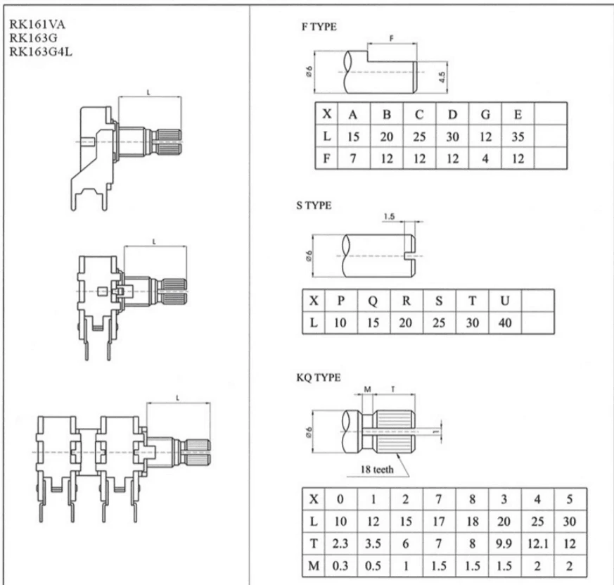 5Pcs 10k Potentiometer knob 1K 100K 5K 50K OHM WH148 Shaft with Nut 3 Terminal Linear Taper Rotary B10K for Arduino diy kit