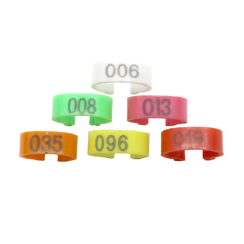 7 Colors 16mm Digital foot ring NO.001-500 Poultry Buckle type Clip rings Farm equipment Chicken Identification ring 100 Pcs