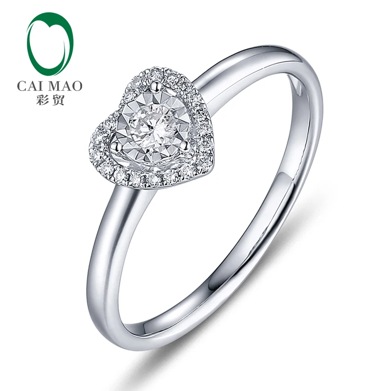 Caimao 14K White Gold 0.12ctw Natural GH VS Brilliant Cut Diamond Engagement Ring Jewelry