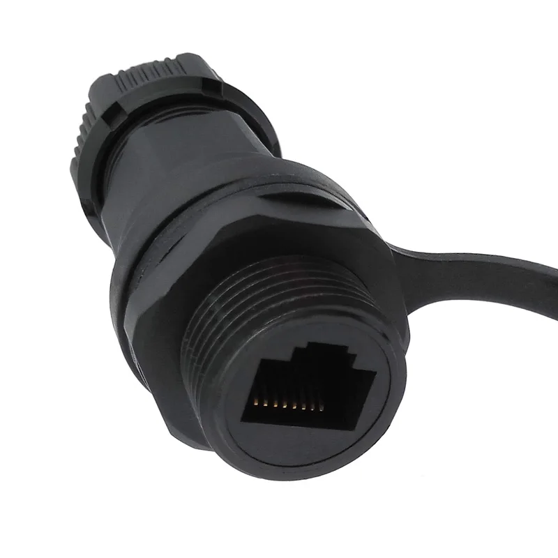 Waterproof RJ45 connector CAT5 CAT6 socket panel mount M21 industrial connector IP67