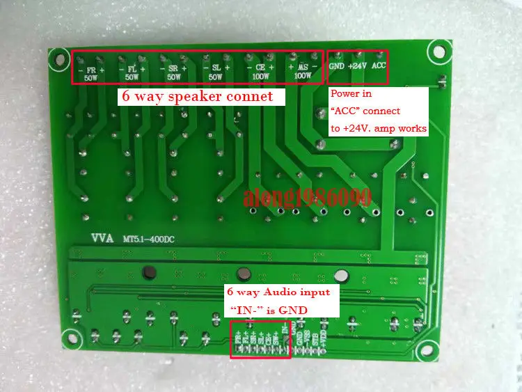 GZLOZONE DC12-24V 5.1 Channel (6 Arah) Digital Power Amplifier Papan 50W * 4 + 100W * 2 L12-33