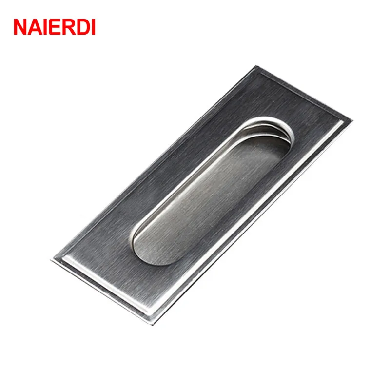 NAIERDI 96mm Cabinet Hidden Handles Stainless Steel Invisible Handle Circle Drawer Wardrobe Knobs With Screws Furniture Hardware