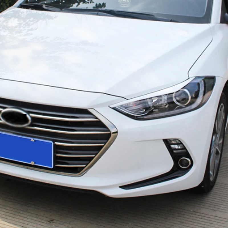 Modification For Elantra 2016 2017 Sedan Headlight Eyebrows Eyelids Abs Chrome Stickers Car Style Cover Accessories