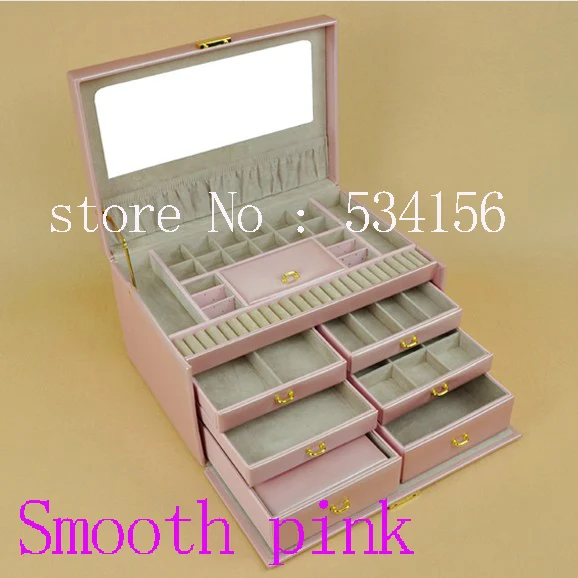 

watch box earrings necklace pendant jewelry organizer jewelry display shelf packing gift box smooth pink leather jewelry box