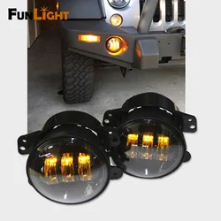 A Pair 4 inch Round Front Yellow Fog Light /Driving light 30W 3000K LED Fog Headlight For Jeep Wrangler 2007-2016