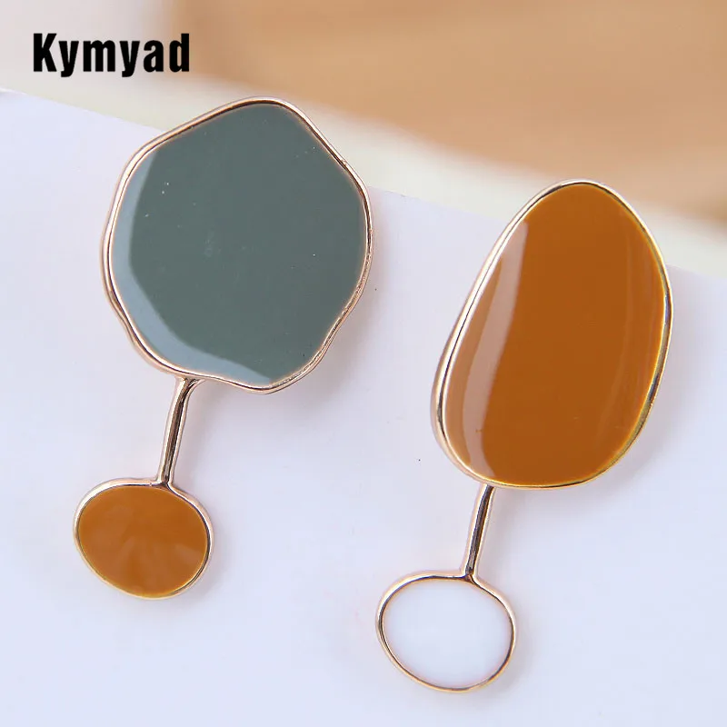 Kymyad Asymmetrical Drop Earrings For Women New Enamel Earings Fashion Jewelry Summer Colorful Statement Boucle oreille Femme