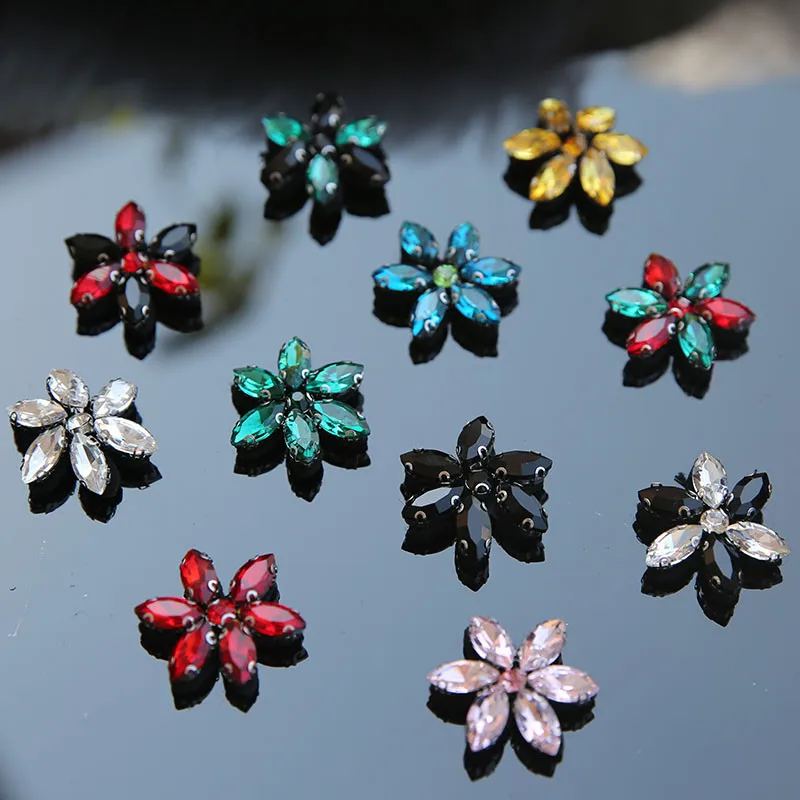 

Small Colorful Floral Flower Rhinestones beads patches applique sew on beading applique clothes shoes bags decoration patch DIY