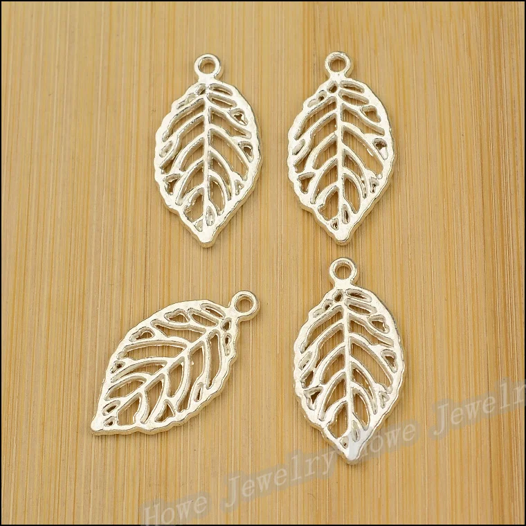 Free shipping 70pcs Charm  leaves Pendant bright silver  Zinc Alloy Fits Bracelet Necklace DIY Metal Jewelry Findings JC597