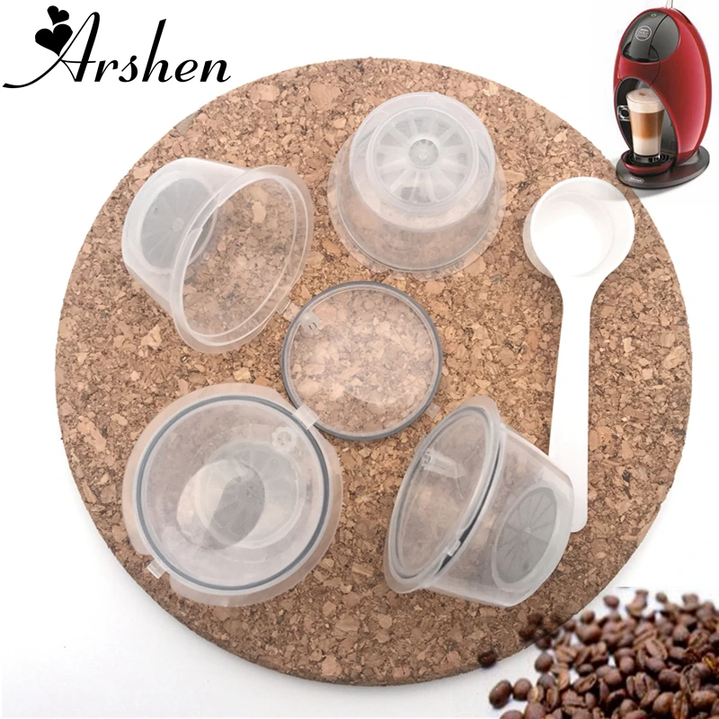 Arshen-cápsula de café Dolce Gusto de cristal, rellenable, reutilizable, 200 veces, Compatible con nescafé Dolce, 4 unidades por juego