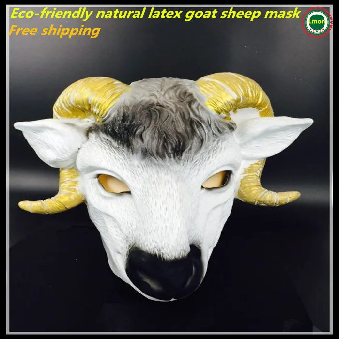 2015 Newest Creepy Costume Party Full Head eco-friendly Latex goat mask Sheep Mask Mythology Fancy Prop Free Shipping