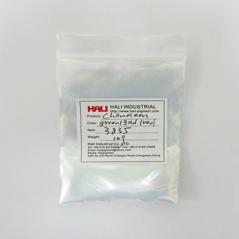 Chameleon pigment powder color moving mica pigment color flip pigment item:3835 color:green/gold/red,weight:10gram