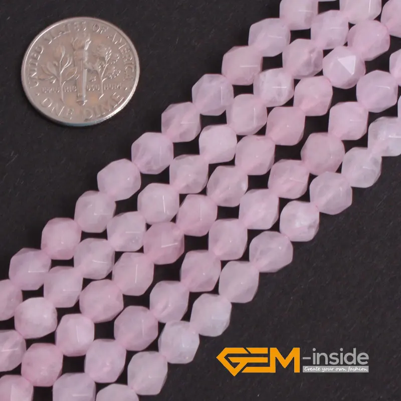 Faceted Natural Pink Rose Quartzs Beads Natural Stone Beads DIY Loose Beads For Jewelry Making Strand 15 Inches Wholesale !