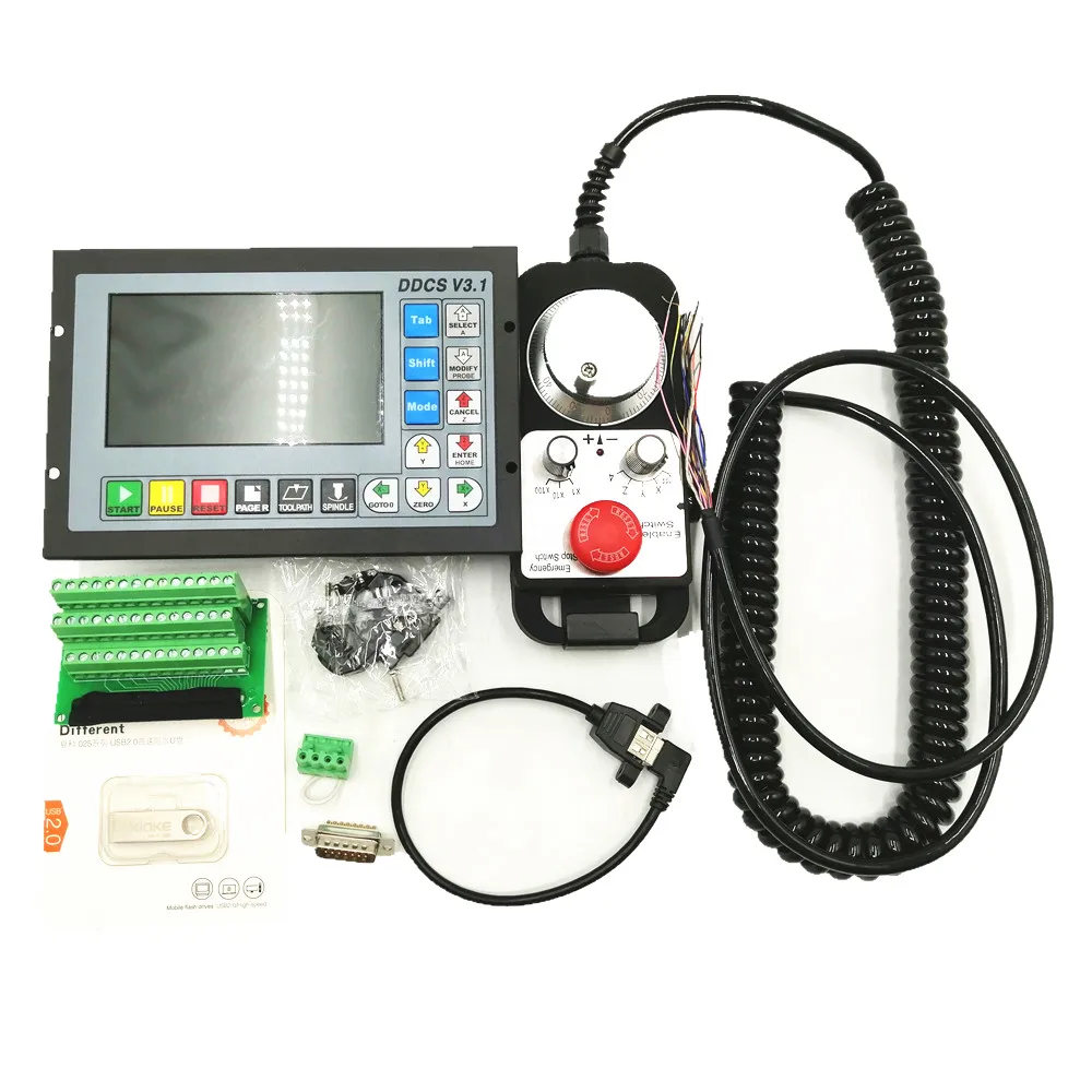 Controlador Independiente sin conexión de 3/4 ejes DDCSV3.1 actualizado + volante MPG para máquina de perforación de grabado CNC